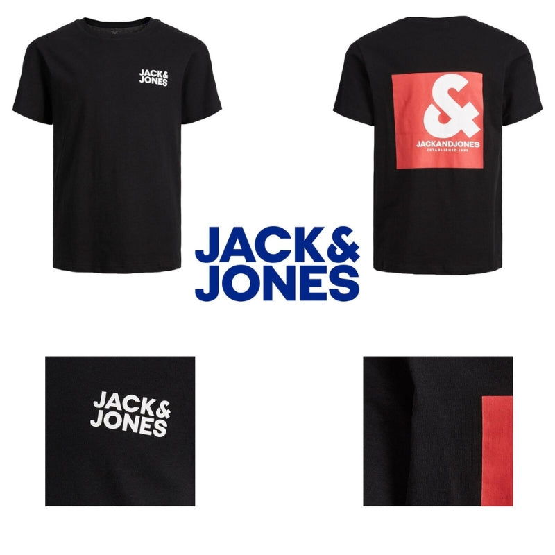 Jack & Jones Crew Neck Black T-shirt for Boys, Sizes 8 to 16 Years