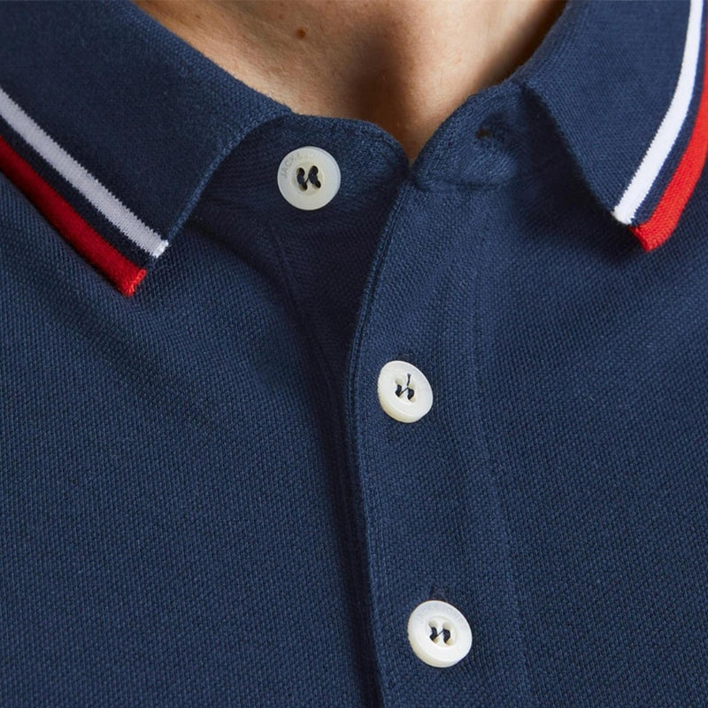Jack & Jones Men's Big and Tall Navy Polo Shirt: 100% Cotton, Plus Size T-shirt