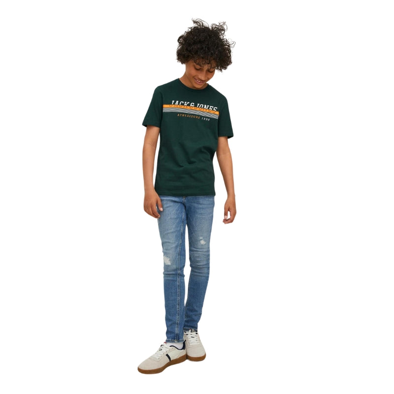 Jack & Jones Kids Crew Neck T-shirts: Classic Logo Tees in Regular Fit, 100% Cotton, Ages 8-16 Years