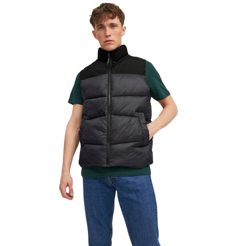 Jack & Jones Men's Hooded Quilted Body Warmer Sleeveless Jacket