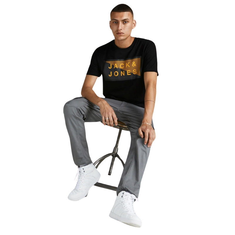 Men's Regular Fit Cotton Crew Neck T-shirt with Short Sleeves and Logo Detailing: Jack & Jones, Available in Sizes S-3XL