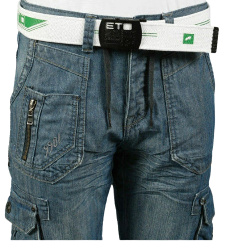 ETO Men's Designer Canvas Belt with Adjustable Buckle, One Size Fits All, Perfect for Jeans