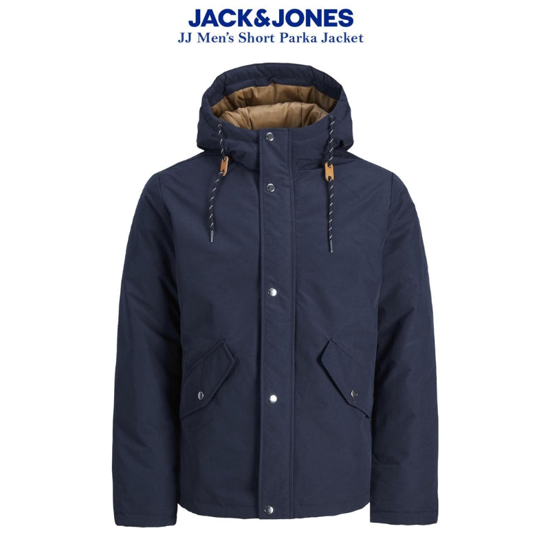 Jack & Jones Men's Warm Outdoor Coat Water Resistant Padded Hooded Parka Jacket