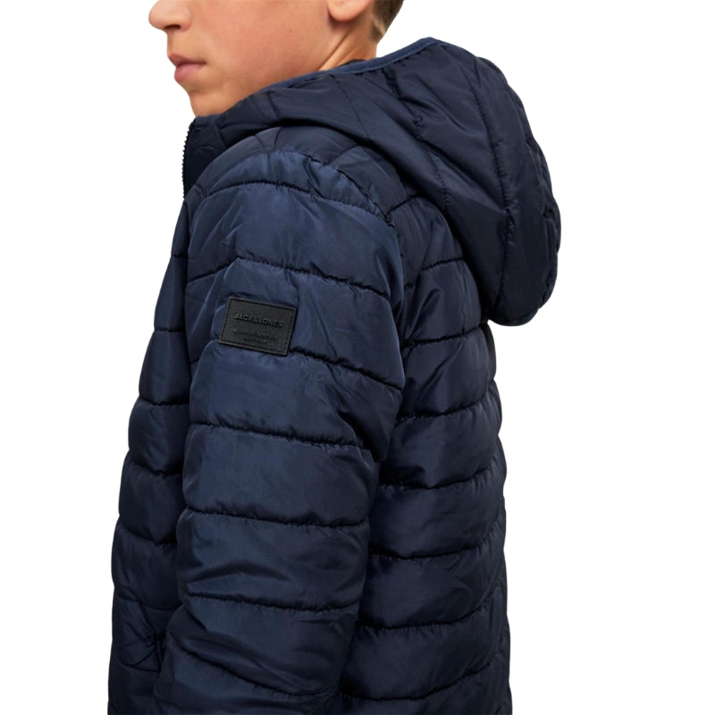 Jack & Jones Juniors Boys Puffer Jacket: Hooded Neckline, Multiple Pockets, Zipper Closure