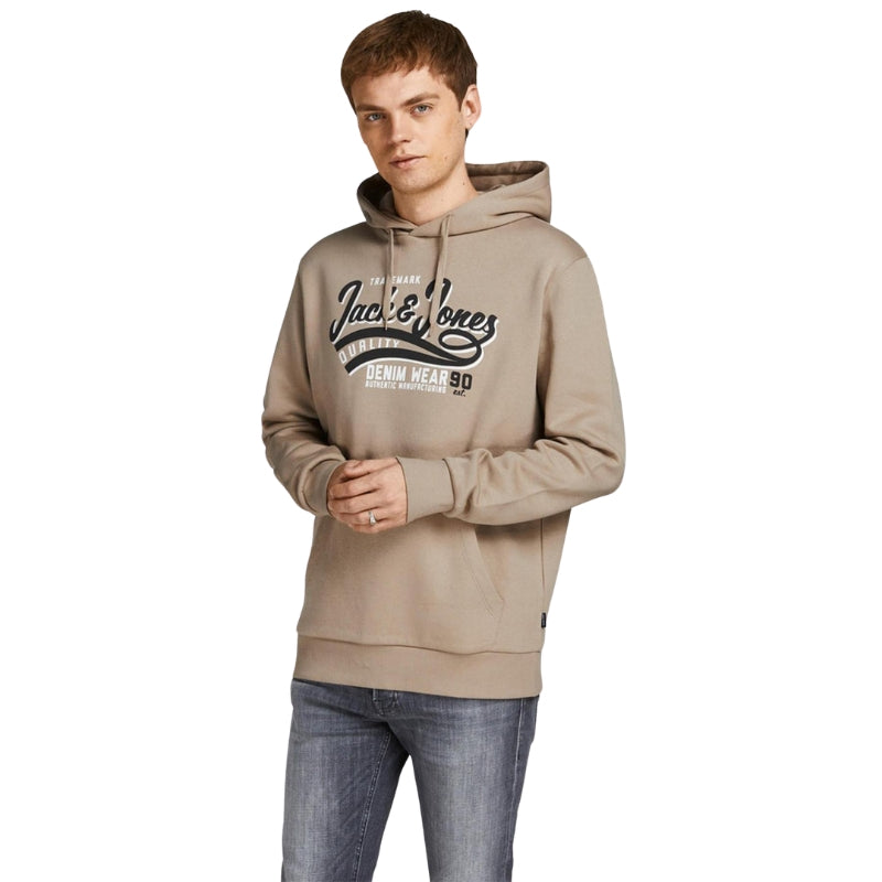 Jack & Jones Men's Sweat Hoodies Pullover Long Sleeve Sweatshirt with Logo Design