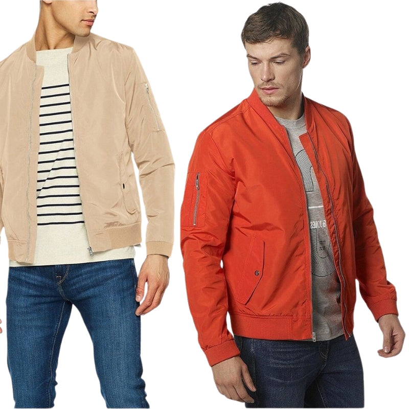 Classic Winter Warmth: Jack & Jones Men's Biker Bomber Jacket with Full Zip Closure