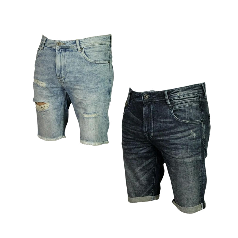 DML Men's Ripped Denim Shorts Size 28-38, Stretchable, Casual Summer Jean Shorts.