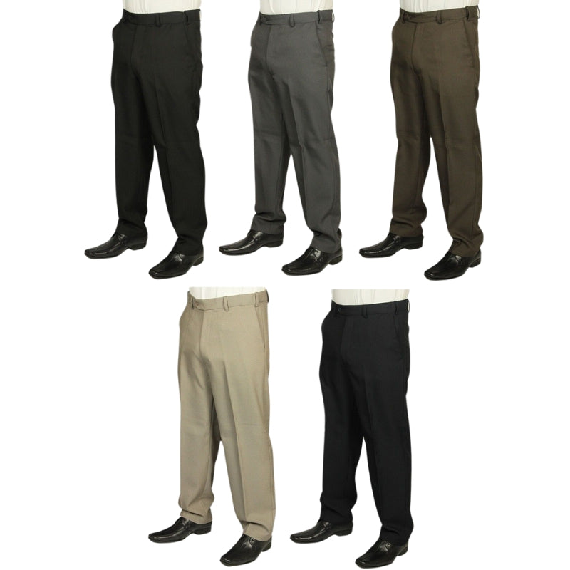 Men's New Carabou Expandaband Formal Trousers - Black, Grey, Navy, Taupe Designer Pants