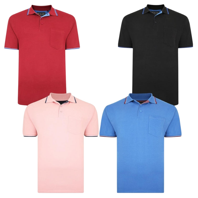 Kam Men s Big Size Short Sleeve Polo Shirt with Pocket Big Tall Tee Top