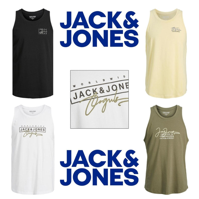 Jack & Jones Men's Sleeveless Vest Tank Top: Sports Gym Summer Tee