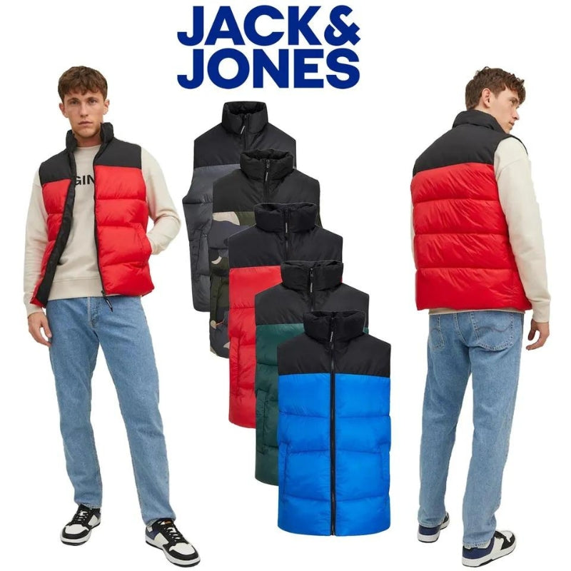 Jack & Jones Men's Hooded Quilted Body Warmer Sleeveless Jacket