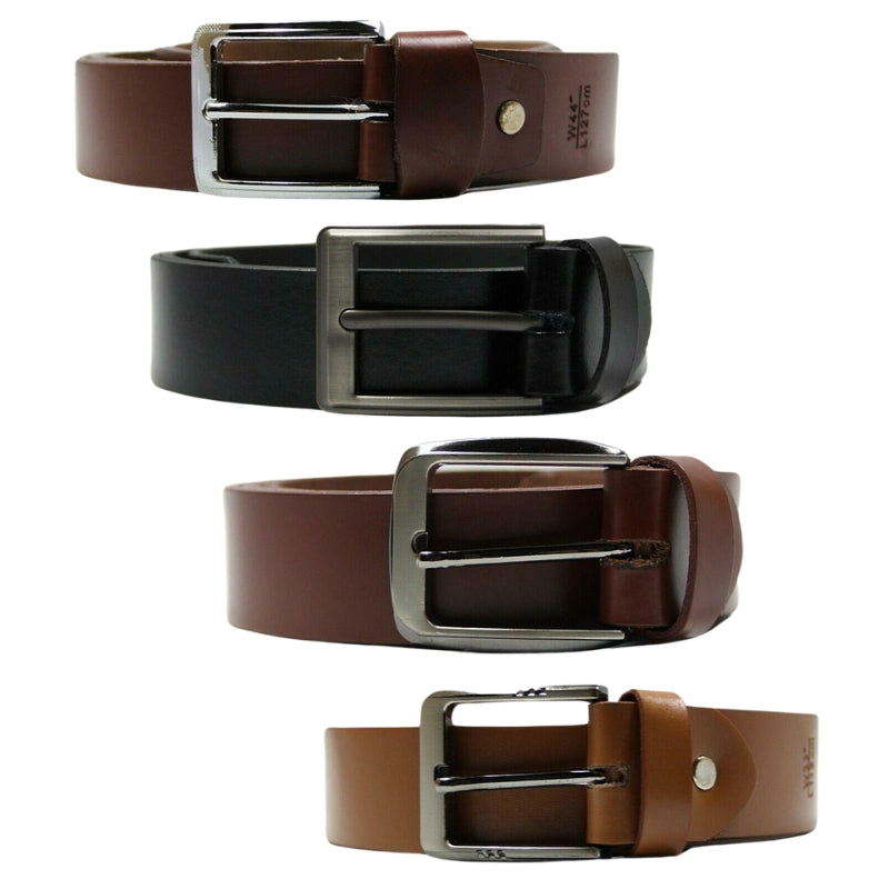 Lucini Men's Genuine Leather Belts for Jeans, Trousers, Casual, Work, and Office Wear, Sizes 36-46 Inches