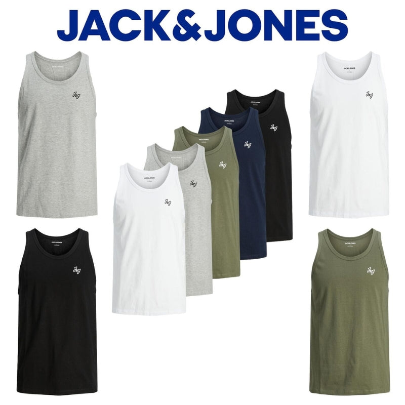 Pack of 5 Men's Round Neck Cotton Sleeveless Vests, Multipack Tank Tops