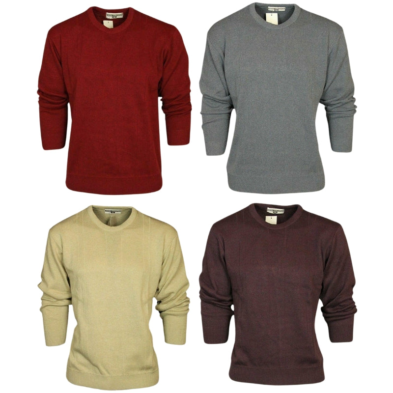 Men's Round Neck Long Sleeve Knitwear Pullover Jumper Cardigans Sweaters by Carabou