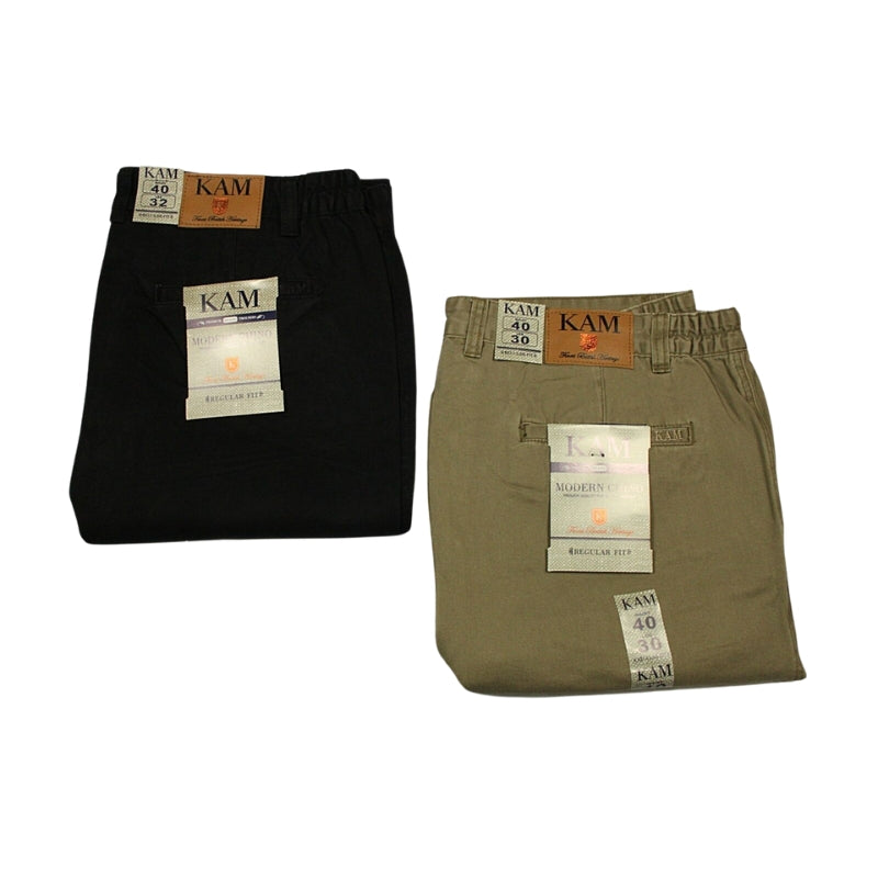 Introducing the New Big King Size Chino Trousers with Elasticated Waistband, Available in Black & Taupe Colors, Sizes 40-70.