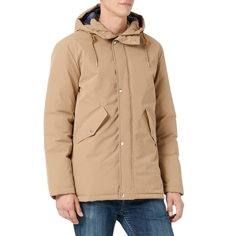 Jack & Jones Men's Warm Outdoor Coat Water Resistant Padded Hooded Parka Jacket