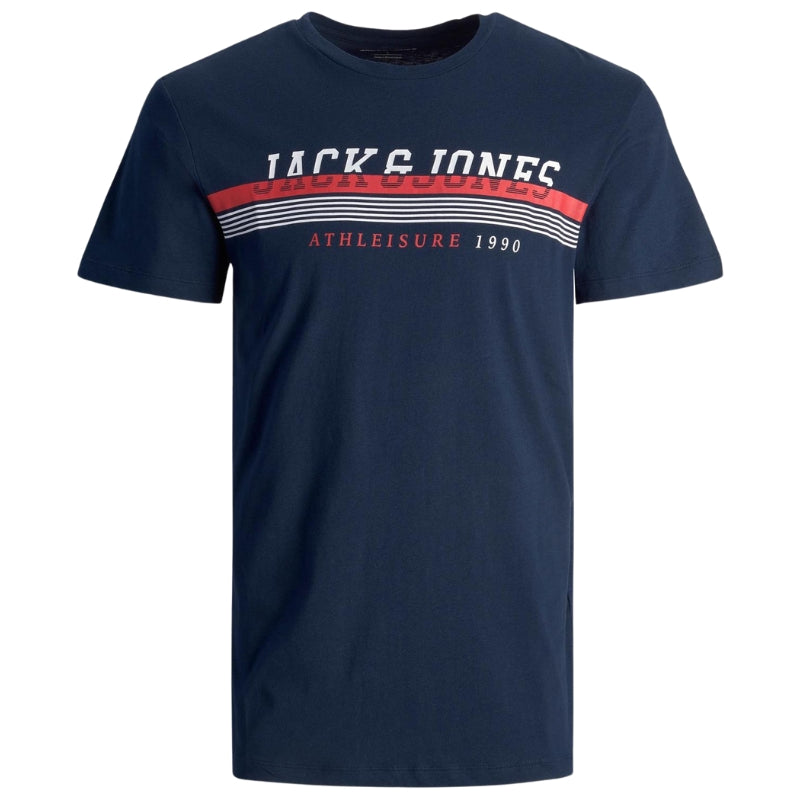 Men's Cotton Casual Tee: Jack & Jones Regular Fit Logo T-Shirt with Crew Neck