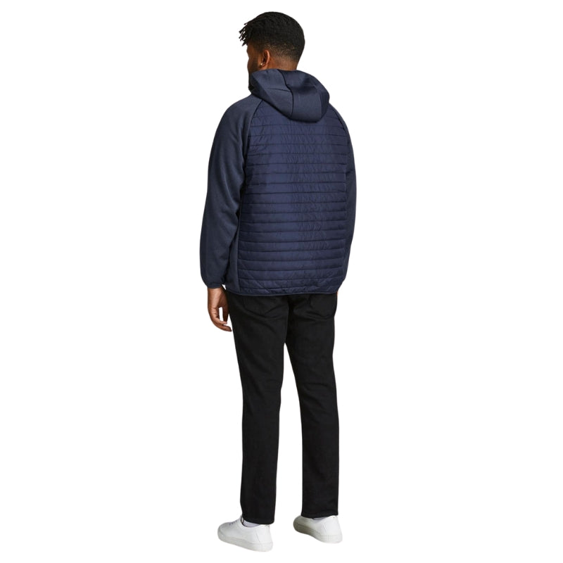 Jack & Jones Big & Tall Men's Lightweight Quilted Puffer Hooded Jacket with Zip-Up Closure