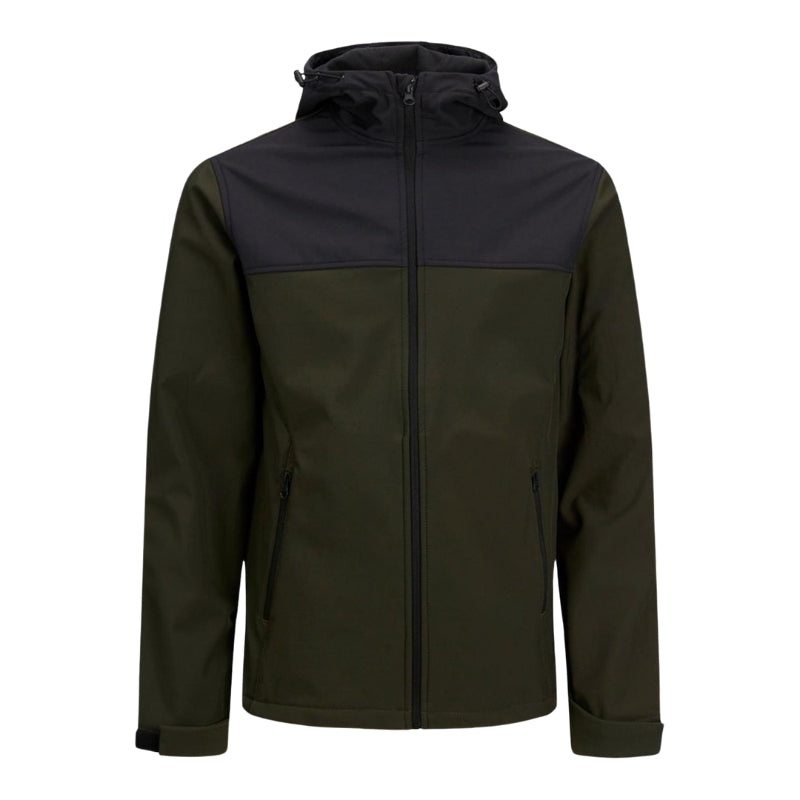 Jack & Jones Men's Soft Shell Fleece Jacket with Hood: Workwear Coat, Sizes S to 2XL