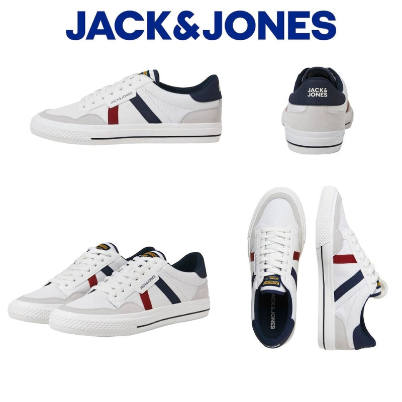 Jack & Jones Men's White Sneakers: Lace-Up Shoes for Men, Sizes 6 to 12 UK