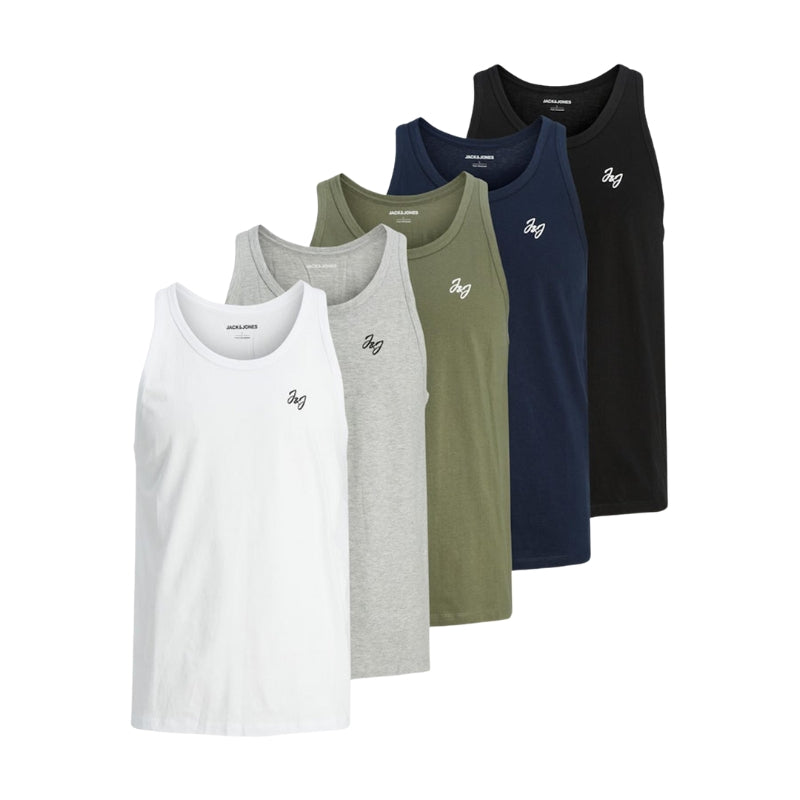 Pack of 5 Men's Round Neck Cotton Sleeveless Vests, Multipack Tank Tops