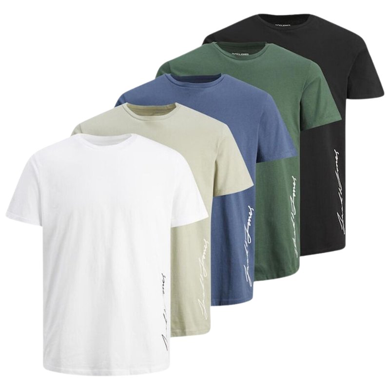 Jack Jones Men's Smart Logo Branded Cotton Top Multi-Pack T-Shirts, Sizes S-2XL