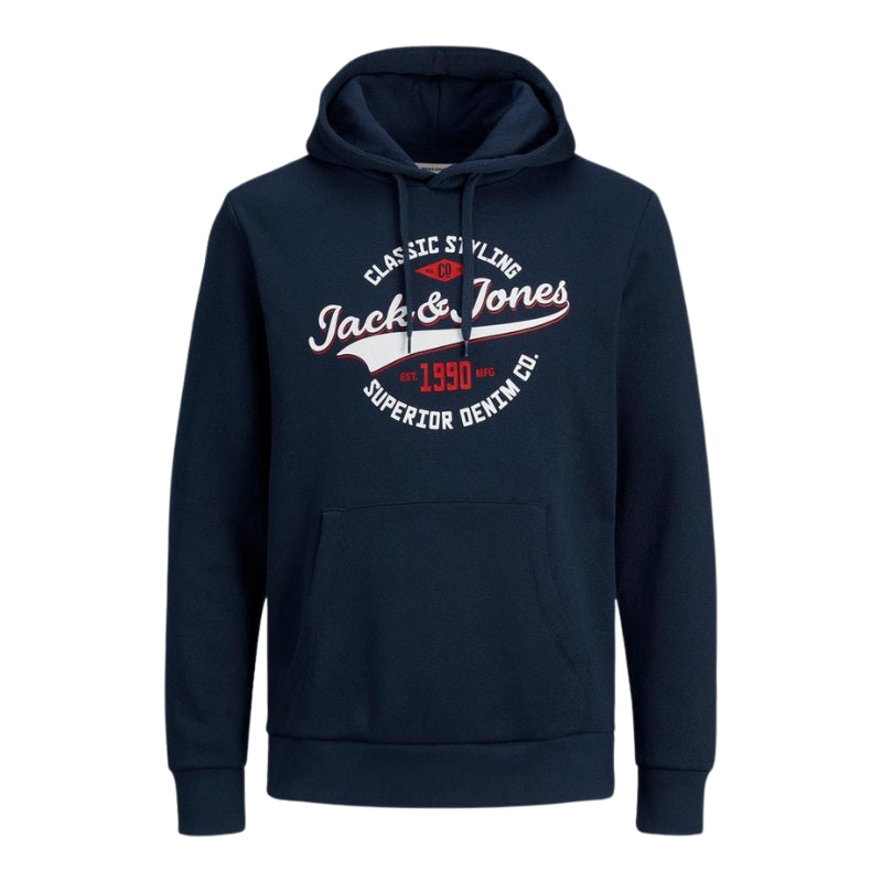 Jack & Jones Men's Sweat Hoodies Pullover Long Sleeve Sweatshirt with Logo Design