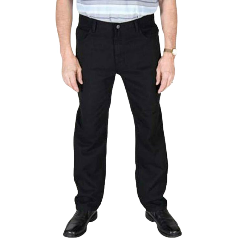 Carabou Men's Straight Leg Regular Fit Black Denim Jeans Casual Pants