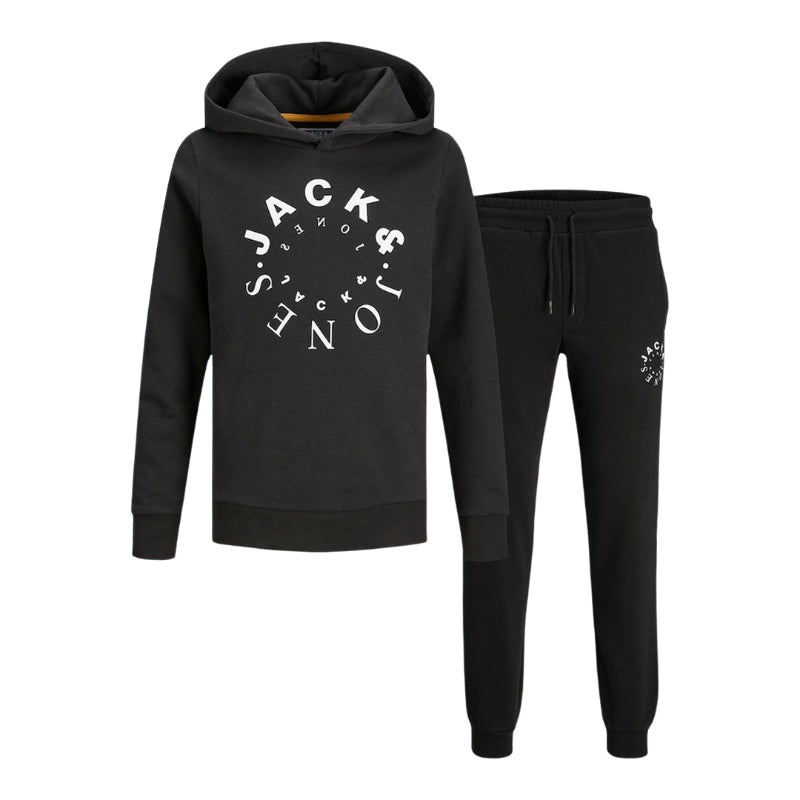 Jack & Jones Boys' Black Tracksuit Set: Hoodie and Joggers, Ages 6-14 Years