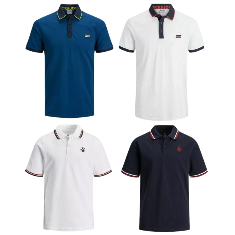 Jack & Jones Boys Pique Polo T-Shirts Short Sleeve Casual Summer Holiday Tee Tops