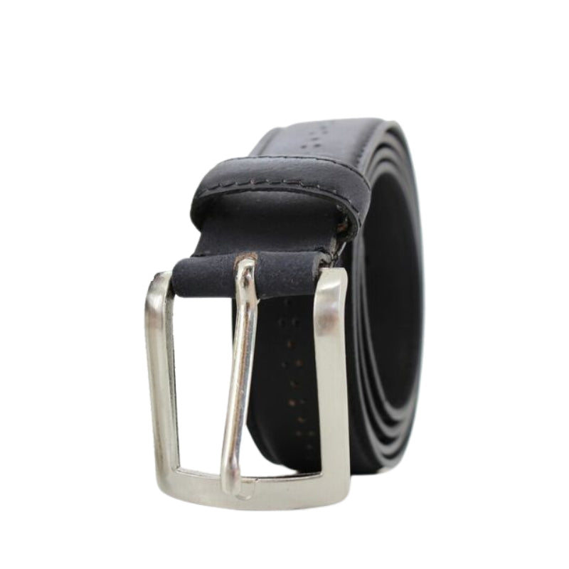 Lucini Men's Genuine Leather Casual Belts with Metal Buckle and Leather Loops