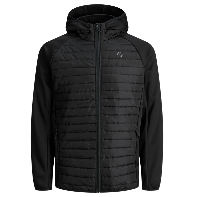 Jack & Jones Big & Tall Men's Lightweight Quilted Puffer Hooded Jacket with Zip-Up Closure