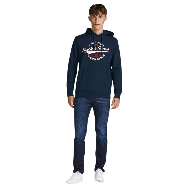 Jack & Jones Men's Sweat Hoodies Pullover Long Sleeve Sweatshirt with Logo Design