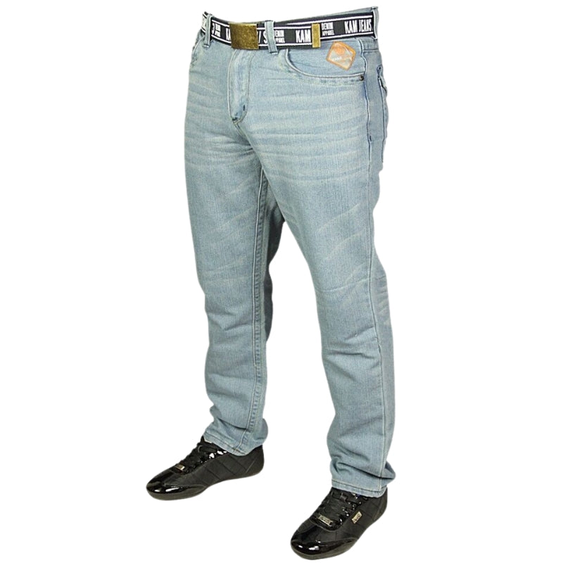 Brand New Men's Straight Leg Smart Casual Jeans Trousers, Available in All Sizes 30-40 with Complimentary Belt