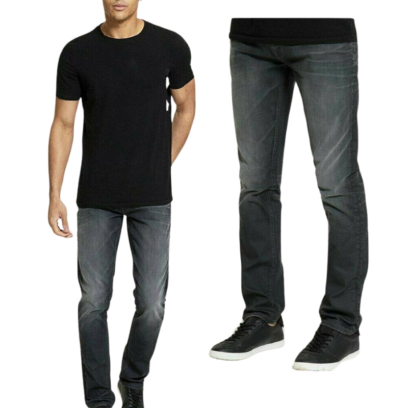 DML Men's Slim Fit Jeans in Grey Denim, Sizes 28-38, Offering Stretch Comfort