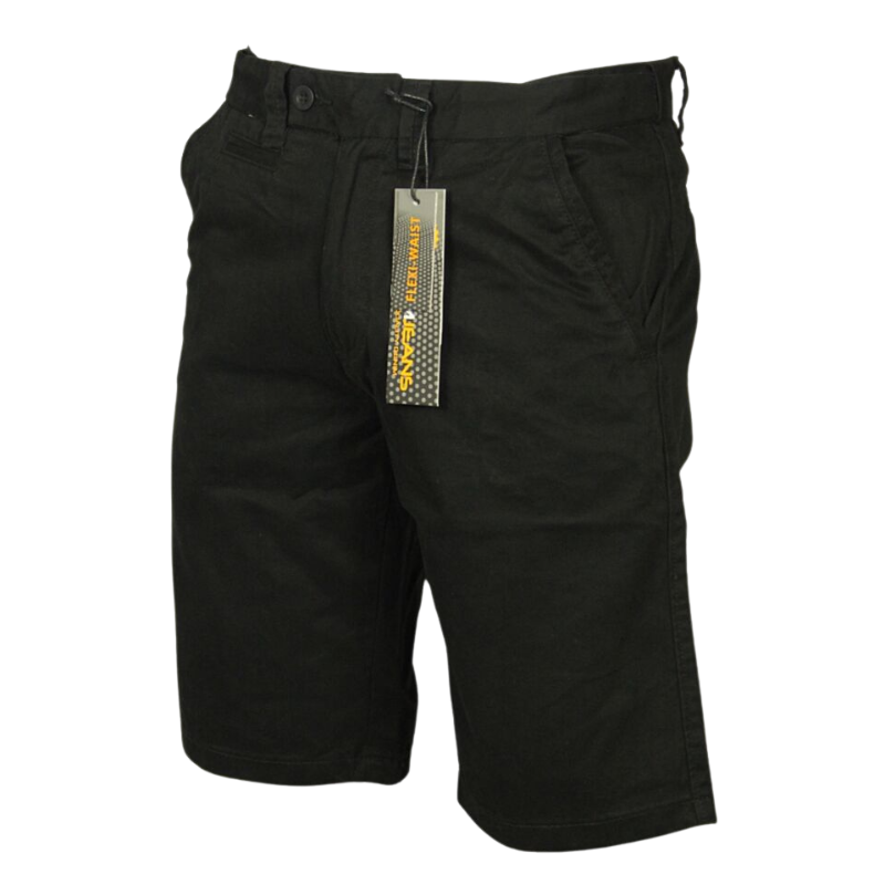 Men's Kam Chino Shorts Expandable Waistband in Black and Taupe Colors, Available in Sizes 30-38