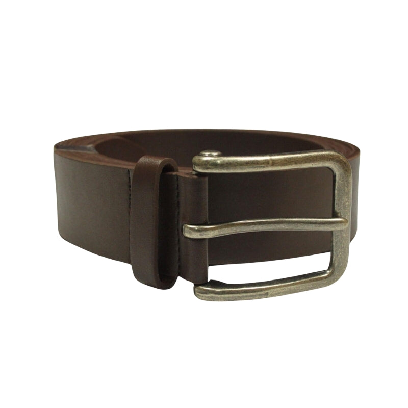 Lucini Men's Genuine Leather Belts with Casual Silver Buckle in Black and Brown, Waist Sizes 30-40