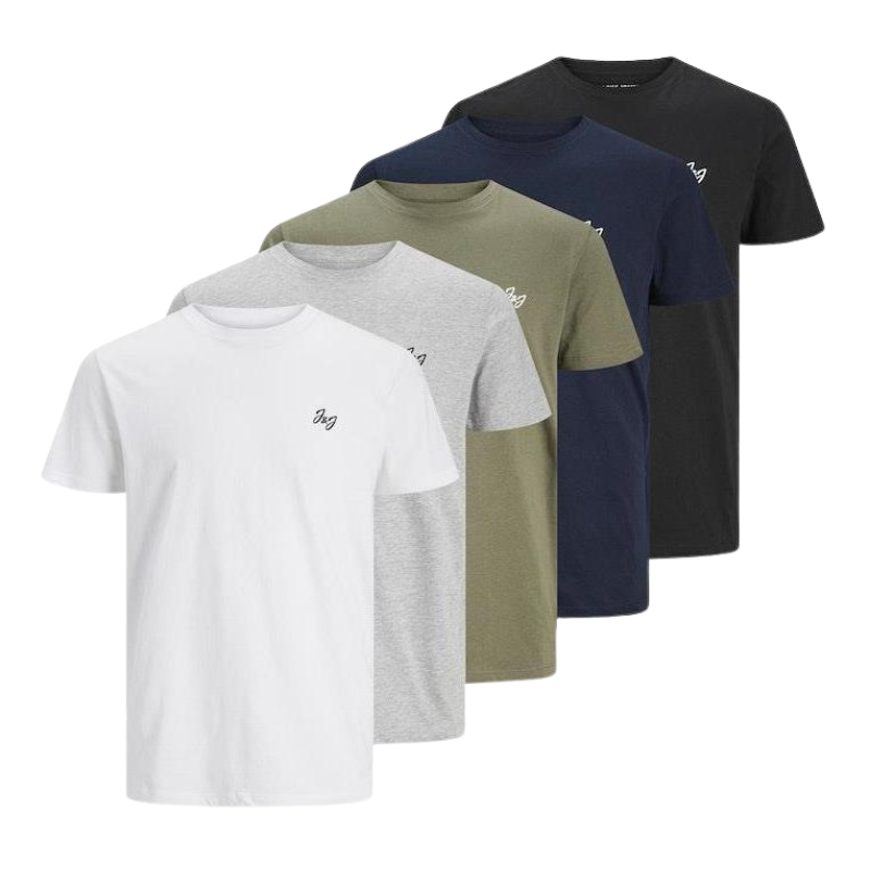 Jack Jones Men's Smart Logo Branded Cotton Top Multi-Pack T-Shirts, Sizes S-2XL