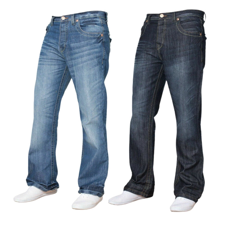 Designer Bootcut Jeans for Men Classic Flared Wide-Leg Denim Pants in All Waist Sizes