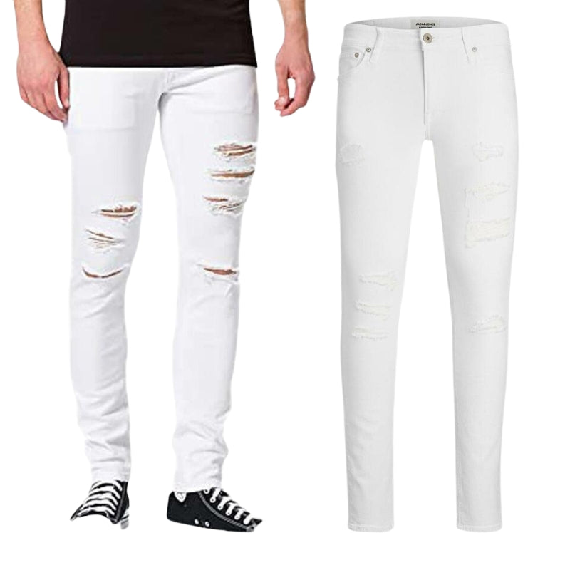 Jack & Jones Liam Men's Skinny Fit Jeans with Ripped Details, Available in Waist Sizes 27W to 36W