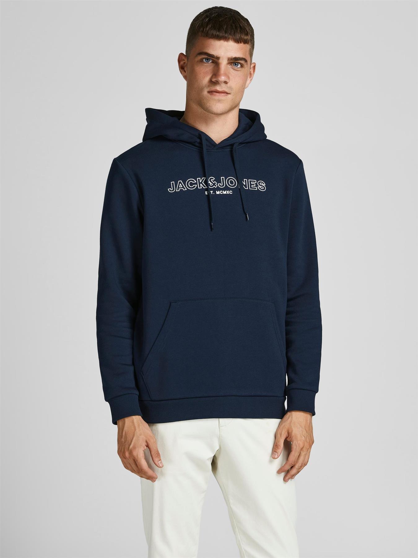 Jack & Jones Mens 'Bank' Hoody in Navy