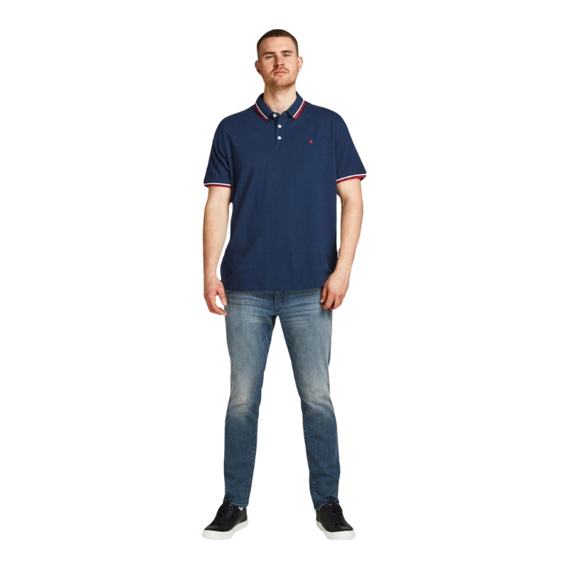 Jack & Jones Men's Big and Tall Navy Polo Shirt: 100% Cotton, Plus Size T-shirt