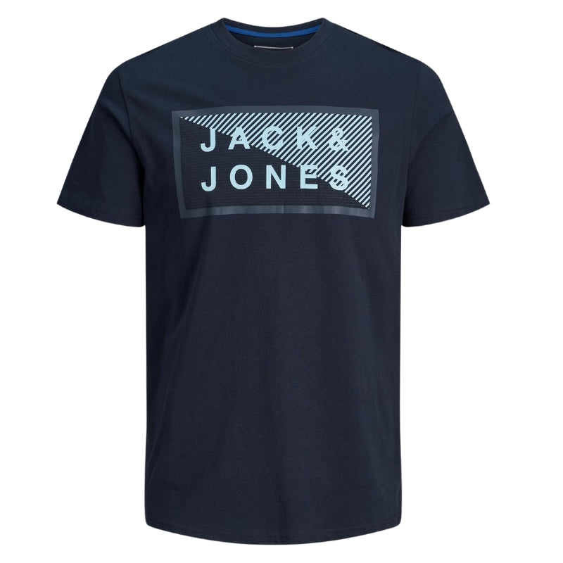 Men's Regular Fit Cotton Crew Neck T-shirt with Short Sleeves and Logo Detailing: Jack & Jones, Available in Sizes S-3XL