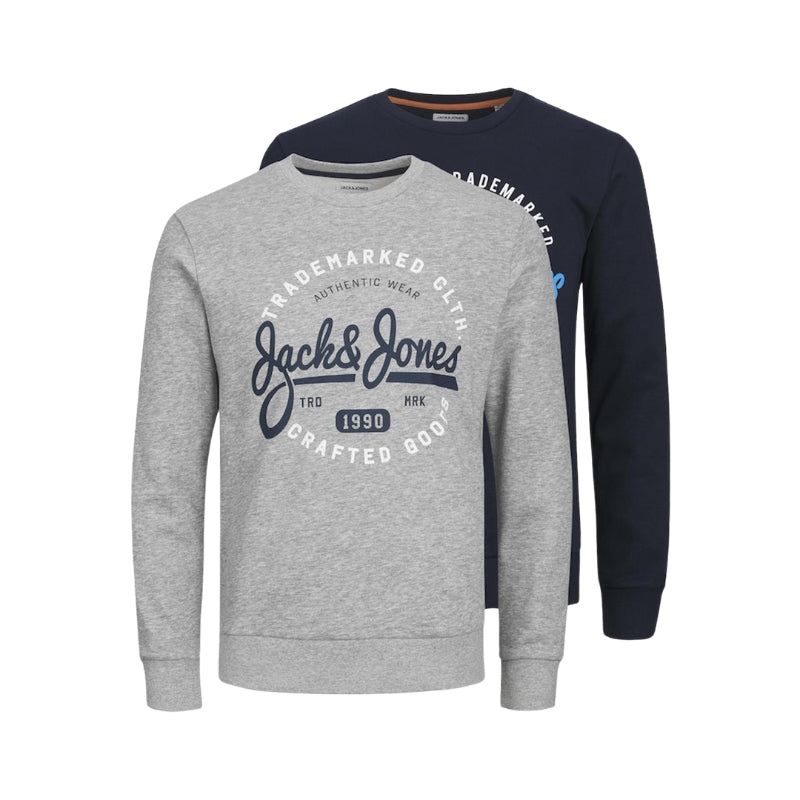 Jack & Jones 2-Pack Sweatshirts: Multipack Sweaters, UK Sizes S to 2XL