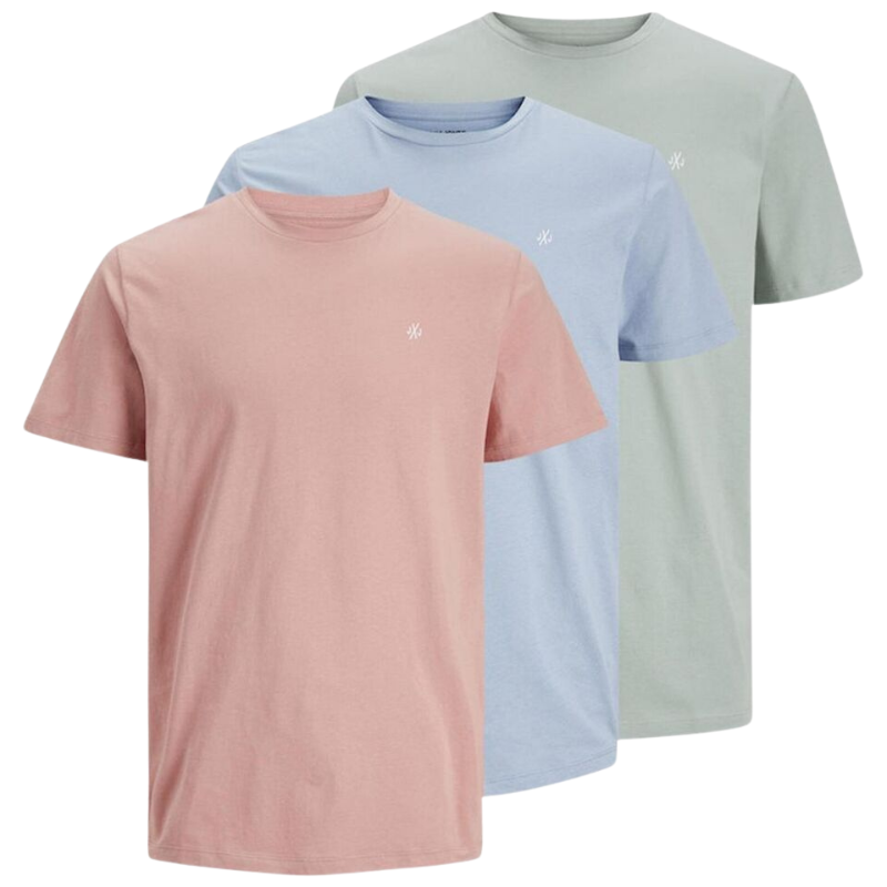 Jack Jones Men's Smart Logo Branded Cotton Top Multi-Pack T-Shirts, Sizes S-2XL