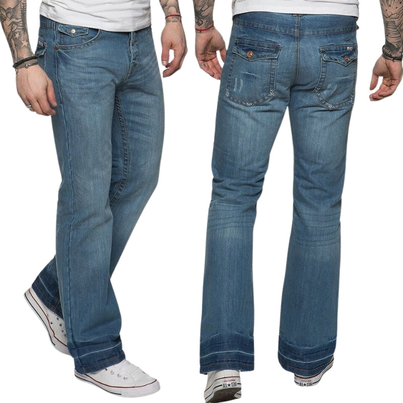 Designer Bootcut Jeans for Men Classic Flared Wide-Leg Denim Pants in All Waist Sizes