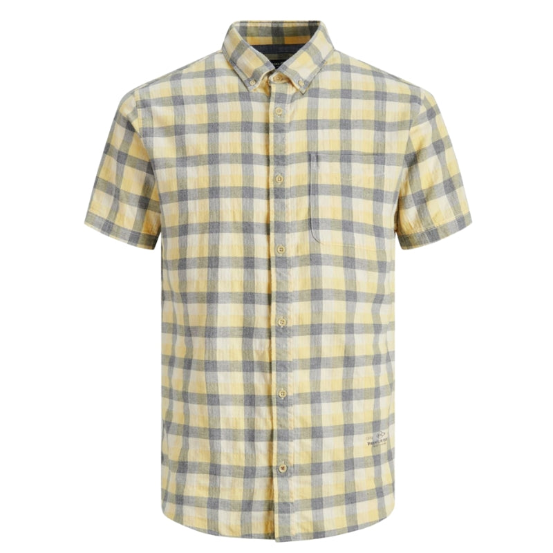 Jack & Jones Men's Slim Fit Short Sleeve Check Shirts Summer Holiday Casual Wear