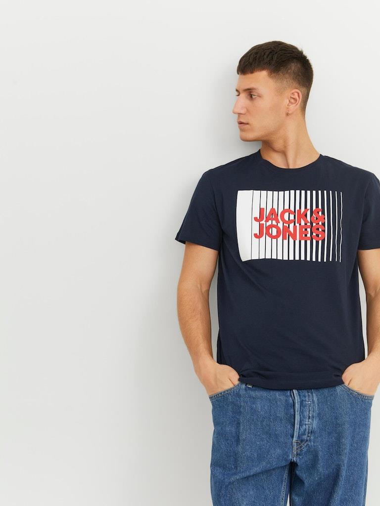 Jack & Jones Mens 'Crop' T-Shirt in Navy - VR2 Clothing