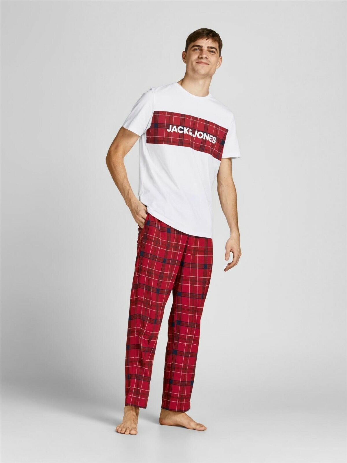 Mens Pyjamas Jack Jones Loungewear Set Night Suit PJ Sleepwear Top Bottom S-2XL