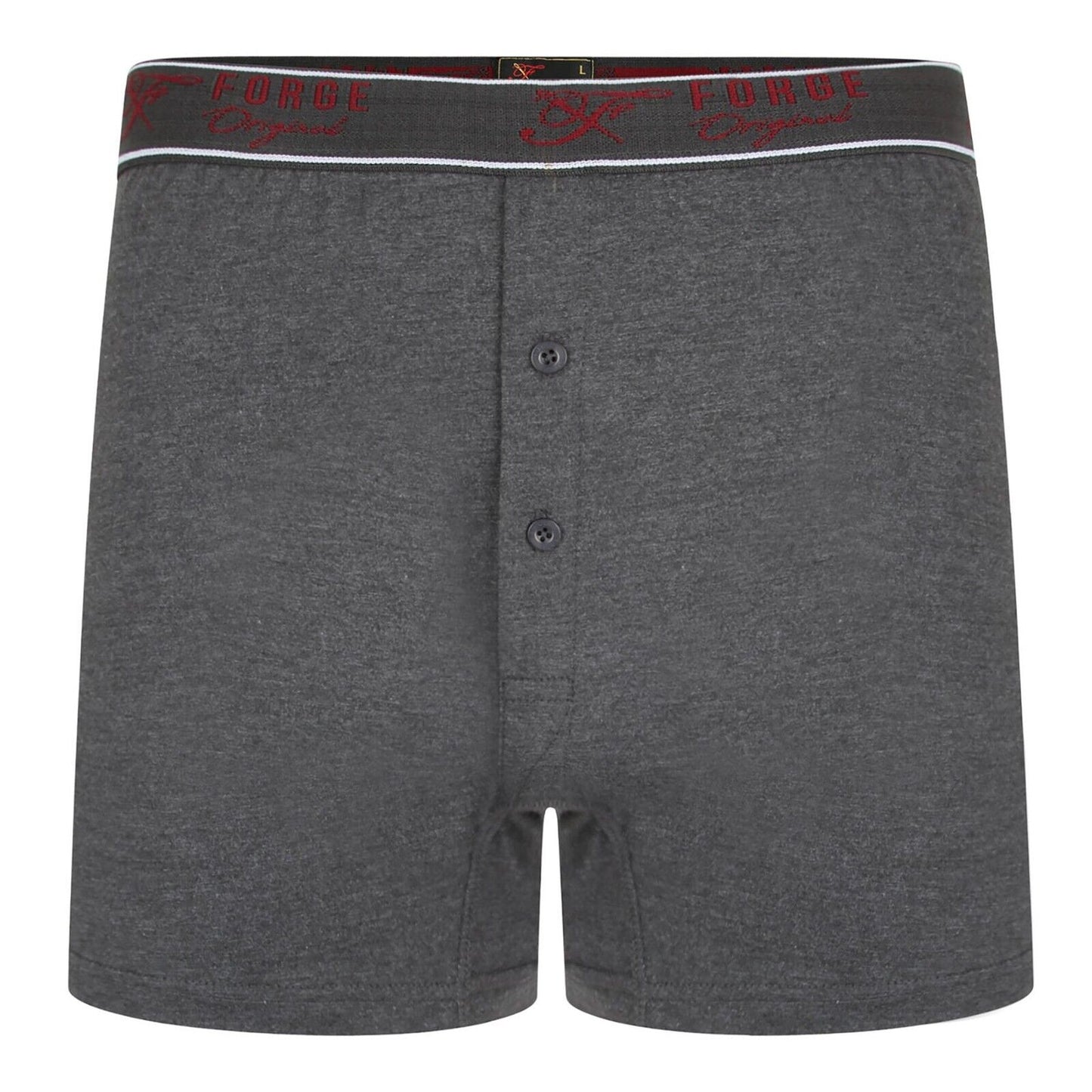Mens 3 Pack Forge Boxer Shorts Trunks Cotton Underwear Button Fly Underpants